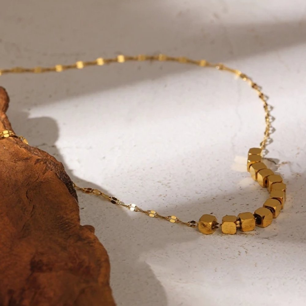 New 18K Gold Plated Multi Cube Necklace